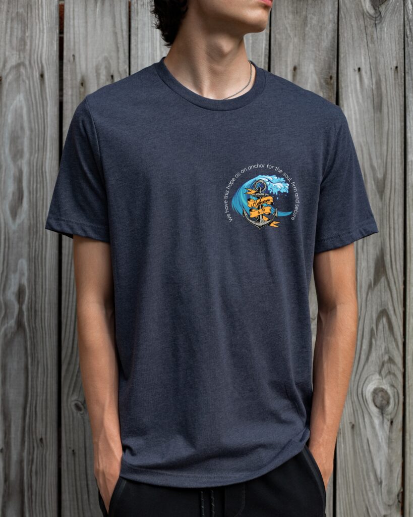Hebrews 6:19 anchor and rope tattoo-style Christian men’s t-shirt
